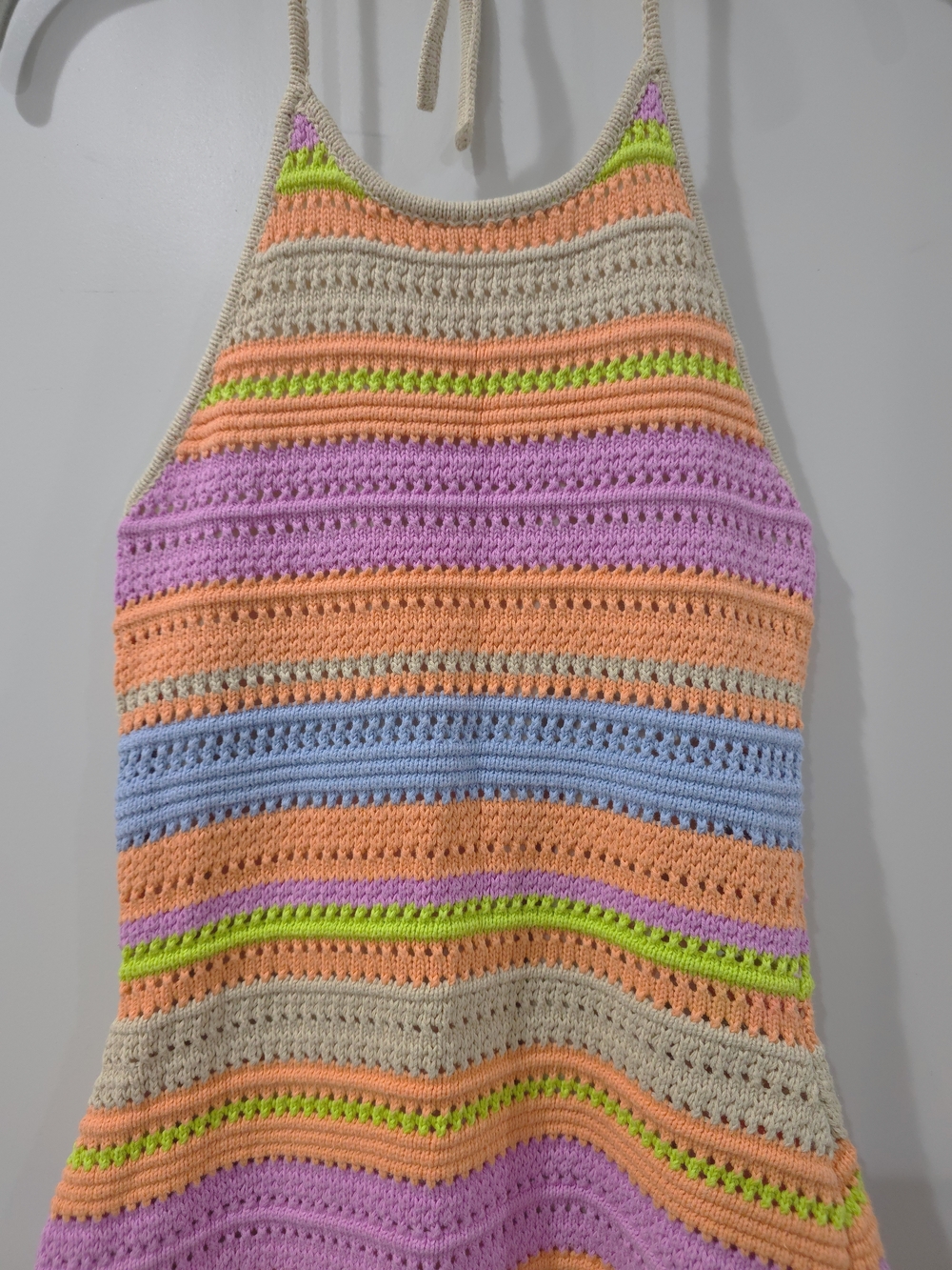 HOUSE OF HARLOW 1960 Boho Festival Crochet Halter Striped Mini Dress, preloved - Picture 4 of 10